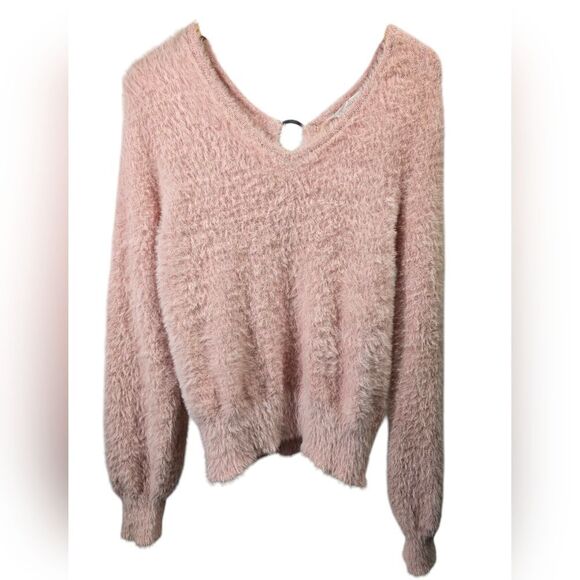 No Boundaries Pink V-Neck Sweater - Picture 1 of 7